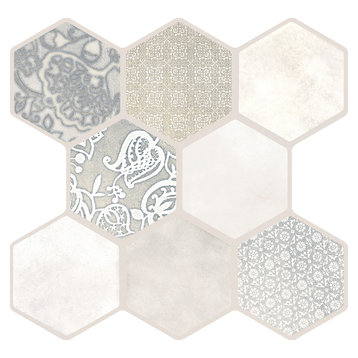 Vice & Virtue Ivory 18"x18" Porcelain Floor and Wall Tile Tile, Set of 9