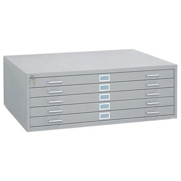 Safco 5 Drawer Flat Files Metal Cabinet for 30" x 42" Files in Gray
