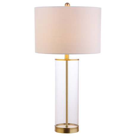 Harper 29" Glass LED Table Lamp, Clear/Brass Gold