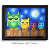 "Owls on a Fence Blue" Canvas by nJoy Art, 49"x33", Black Frame