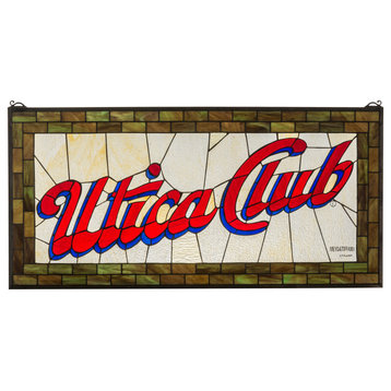 35W X 17H Utica Club Stained Glass Window