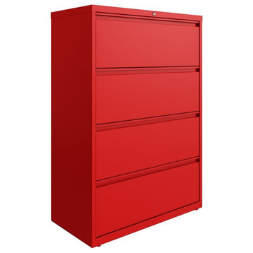 Hirsh 36-in Wide HL10000 Series 4 Drawer Metal Lateral File Cabinet Lava Red