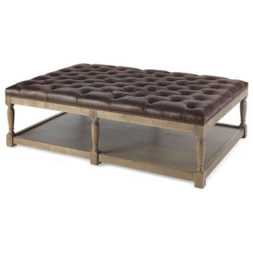 Mariana Tufted Leather Ottoman