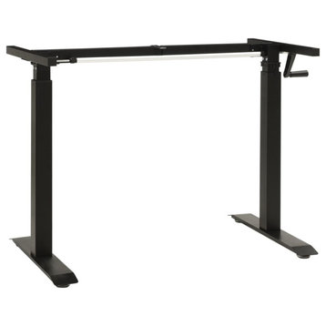 Vidaxl Manual Height Adjustable Standing Desk Frame Hand Crank Black