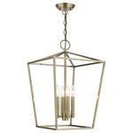 Livex Lighting - Devone 4 Light Antique Brass Chandelier - The Devone collection hints at a casual vibe. This four light square frame chandelier is shown in an antique brass finish. It will be a great feature in your modern loft or cabin as well as any transitional style interior.