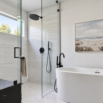 Curbless Walk-In Shower with Freestanding Tub