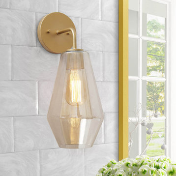 Modern Geometric 1-Light Wall Sconces Bathroom Gold Vanity Light for Power Room