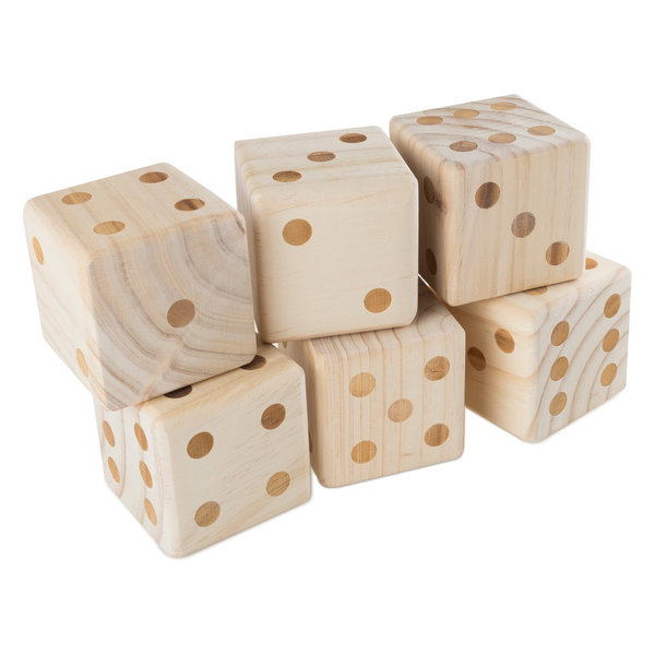 Giant Wooden Yard Dice Outdoor Lawn Game, 6 Dice, Carrying Case by Hey