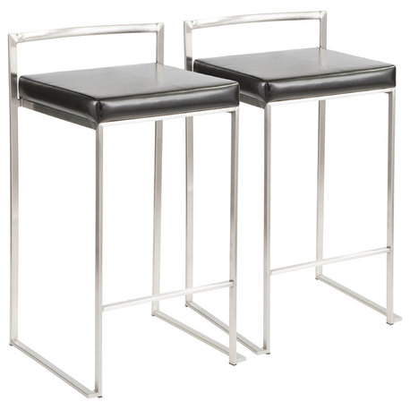 Lumisource Fuji Counter Stool, Set Of 2, Black