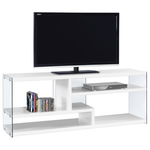 Floyd Modern Faux Crocodile Leatherette 70 Tv Console White And 60 Tv Stand With Tempered Gl Glossy White
