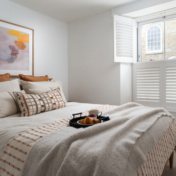 Bedroom of an interior styling project for an AirBnb in Mousehole Cornwall