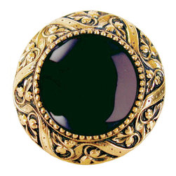 Inviting Home Inc. - Victorian Knob, 24K Gold Plate With Onyx - Cabinet And Drawer Knobs