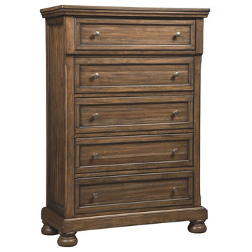 Bowery Hill 5 Drawer Chest in Medium Brown