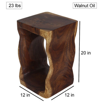 Haussmann Wood Natural Stool End Table 12 In Sq X 20 In High Walnut Oil