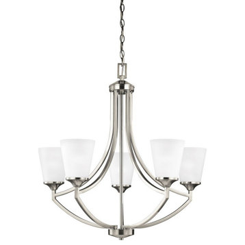 Five Light Chandelier-Brushed Nickel Finish-Incandescent Lamping Type