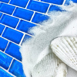 Abolos - Free Flow 12 in x 12 in Recycled Glass Brick Mosaic Tile,Ocean Blue, Sheet - Mosaic Tile