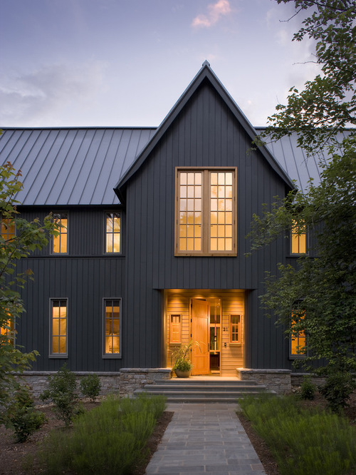 Charcoal Metal Roof Grey Siding Houzz