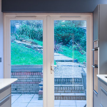 Satin Lava Grey Kitchen with Diamond White Quartz Worktops