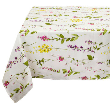 Botanical Garden Collection Watercolor Floral Stem 60"x60" Table Cloth