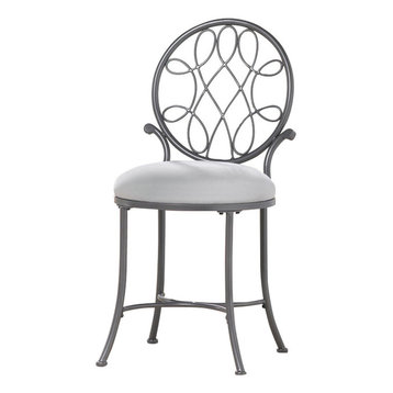 Hillsdale Furniture O'Malley Metal Vanity Stool, Metallic Gray