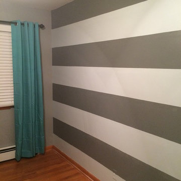 Custom Painted Bedroom Wall | Stripes