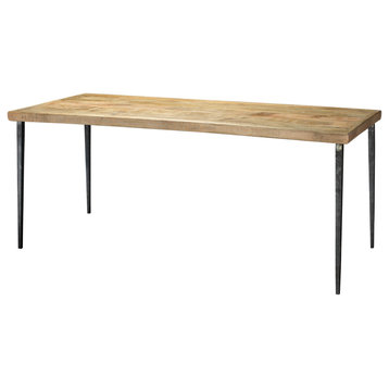 Rustic Minimalist Wood Iron 72" Dining Table 8 Seat Rectangle Natural Classic