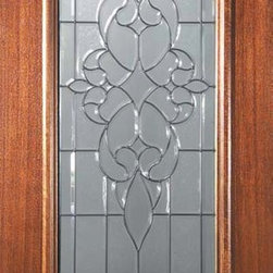 Slab Front Single Door 80 Mahogany Courtlandt 1 Panel 3/4 Lite Glass - Front Doors