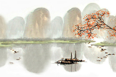 Peinture à l'encre de Chine style chinois - Pasayge d'automne