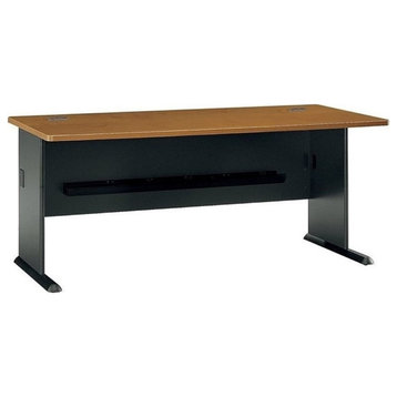 Bowery Hill 72" Transitional Engineered Wood Office Computer Desk in Cherry/Gray