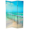 Double Sided 6 Ft. Ocean View Canvas Privacy Screen - 3 Panels