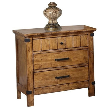 Bowery Hill 3 Drawer Nightstand in Natural and Honey
