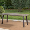 GDF Studio Mika Outdoor Finish Acacia Wood Dining Table With Metal Legs, Gray/Rustic Metal