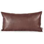 Amanda Erin - Avanti Kidney Pillow, Pecan, Polyester Insert - Change up color themes or add pop to a simple sofa or bedding display by piling up the pillows in a multitude of colors, textures and patterns. This Avanti Pillow features a rich pecan brown color, textured grain and a paneled design to give the look of true leather.