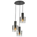 Artcraft Lighting - Henley AC11523SM Pendant, Satin Black - The "Henley Collection" 3 light chandelier features satin aluminum metal work complimented with clear glassware.  (also available in satin black metal work and mirrored glassware)