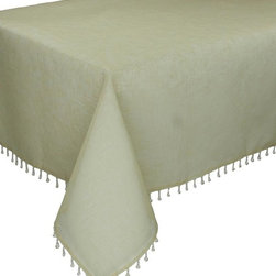Xia Home Fashions - Beaded Sheer 90"x90" Tablecloth - Tablecloths