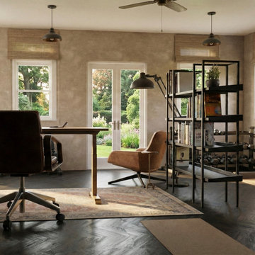 Ely mansion - Vintage Eclectic Master Suite & Industrial Home Office and Gym