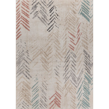 Modern Multicolored Abstract Arrows Area Rug, 7'9"x9'5"