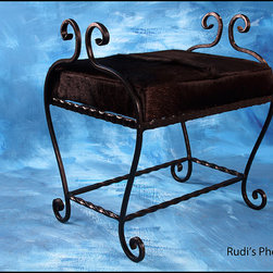 Steel Ottoman with Black Nguni Skin - Furniture