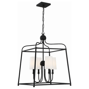 Crystorama 2244-BF 4 Light Chandelier in Black Forged with Silk