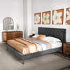Westerman Midcentury Velvet Tufted Solid Wood Platform Bed, Grey, King