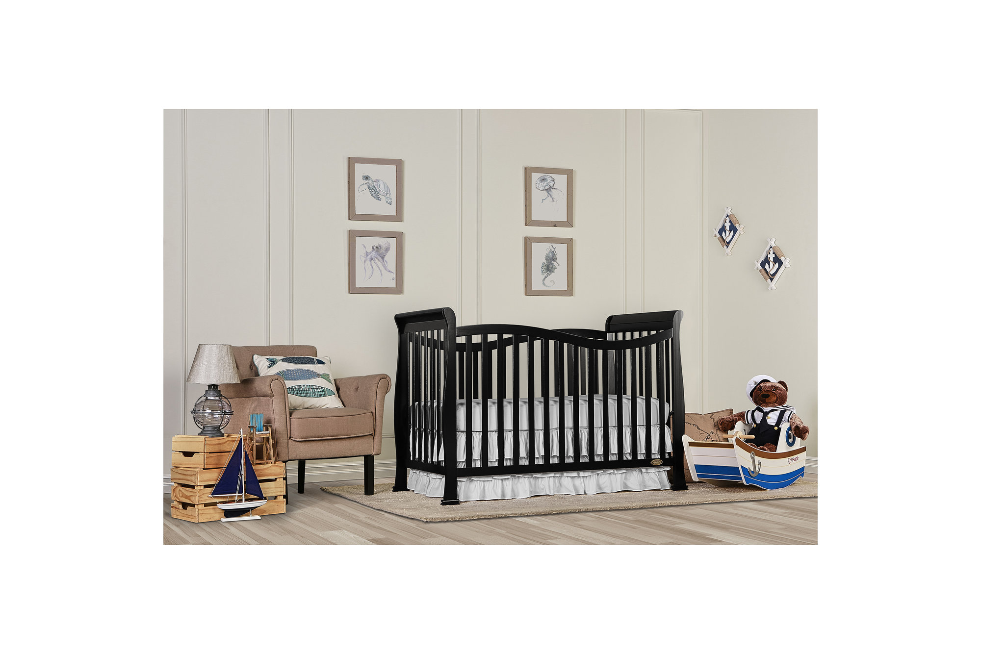 Dream On Me Violet 7-in-1 Convertible Life Style Crib, Black