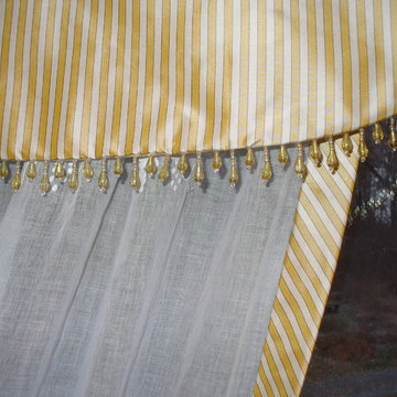 Edwardian Valance yellow stripe silk sewing room