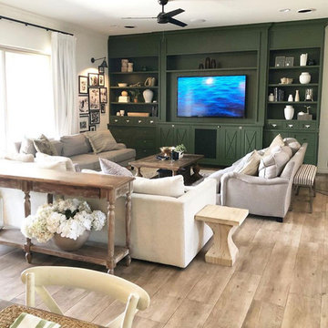Green Modern Farmhouse-style Built-in Entertainment Center Wall Unit