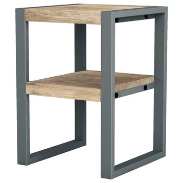 Asta Teak and Iron Side Table, Industrial Modern
