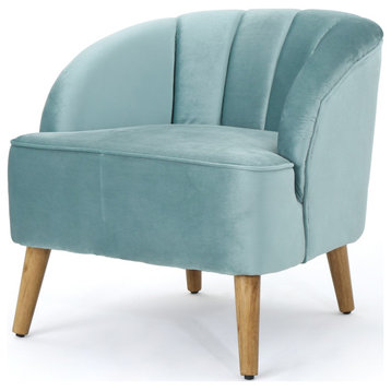 GDF Studio Scarlett Modern New Velvet Club Chair, Seafoam Blue