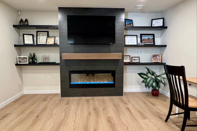 Inspiration for a modern basement remodel in Edmonton