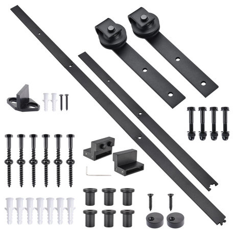 Aquaterior 6.6 Ft Sliding Barn Door Hardware Kit Closet Hang Style Track Rail