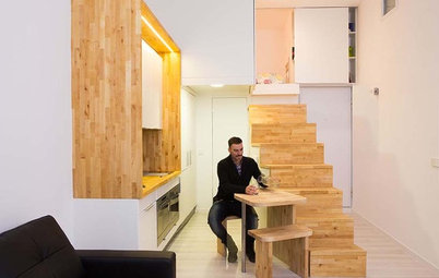 Casas Houzz: Un loft de 28 metros cuadrados articulado por una escalera