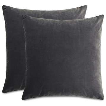 Jennifer Taylor Home Plume 24" Feather Down Throw Pillow Set of 2 Storm Gray
