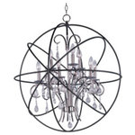 Maxim Lighting - Maxim 25145ARPN 9-Light Pendant Orbit Anthracite/Polished Nickel - A spherical frame of metal surround a simple line chandelier draped in crystal for a transitional style that fits any interior design. Orbit is available in 2 sizes and 2 finishes, Oil Rubbed Bronze with Cognac crystal and a combo finish of Anthracite and Polished Nickel with Clear crystal.